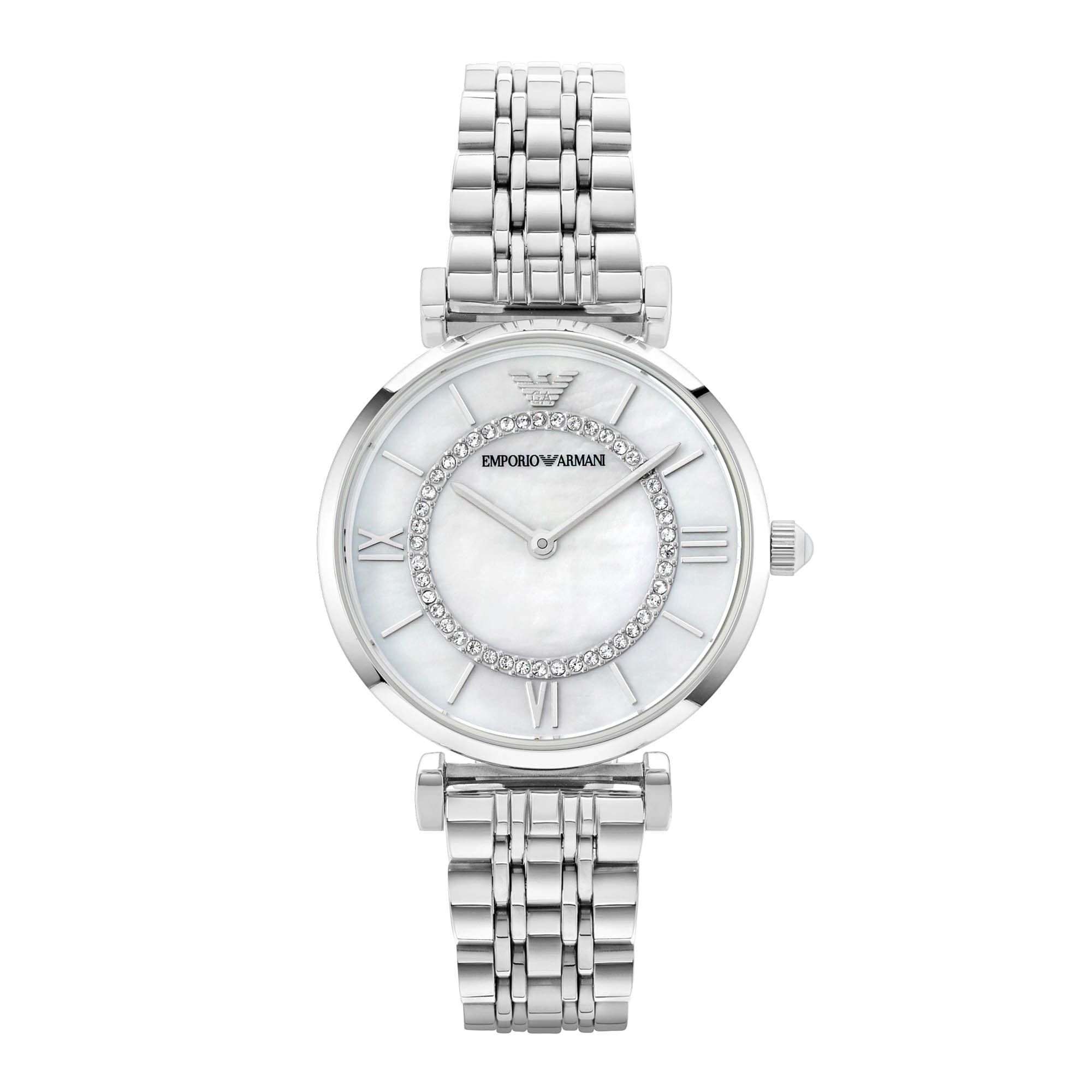 Emporio Armani Gianni T-Bar Watch Silver AR1908 - Front