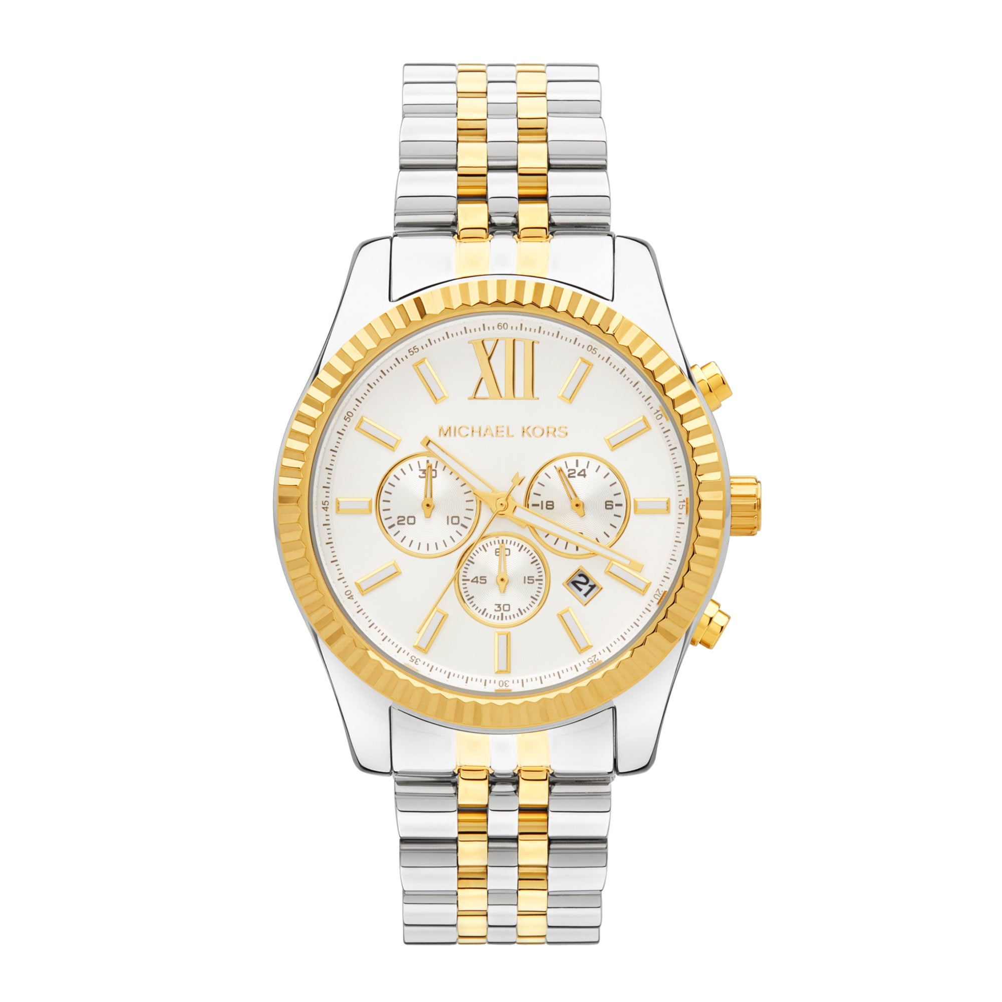 Michael Kors Lexington Chronograph Watch MK8344 - Silver/Gold | MODE STORE