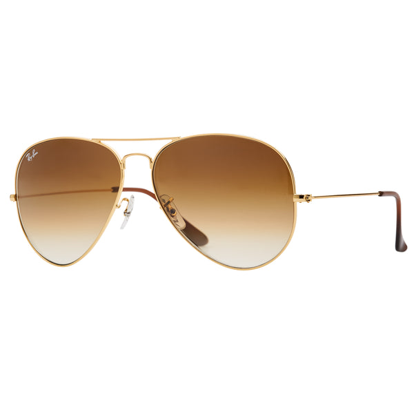 Ray-Ban Aviator Gradient RB3025 Large Sunglasses - Light Brown/Gold Angle