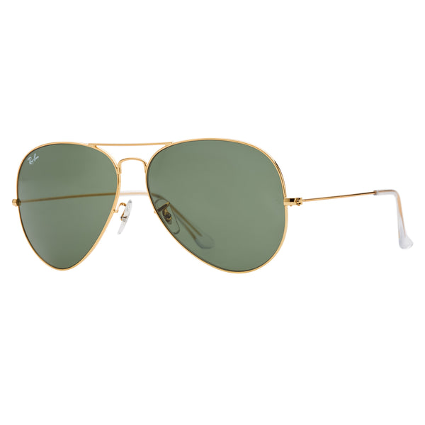 Ray-Ban Aviator RB3026 Large Sunglasses - Gold/Green Angle