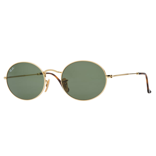 Ray-Ban Oval RB3547N Sunglasses - Gold/Green Angle