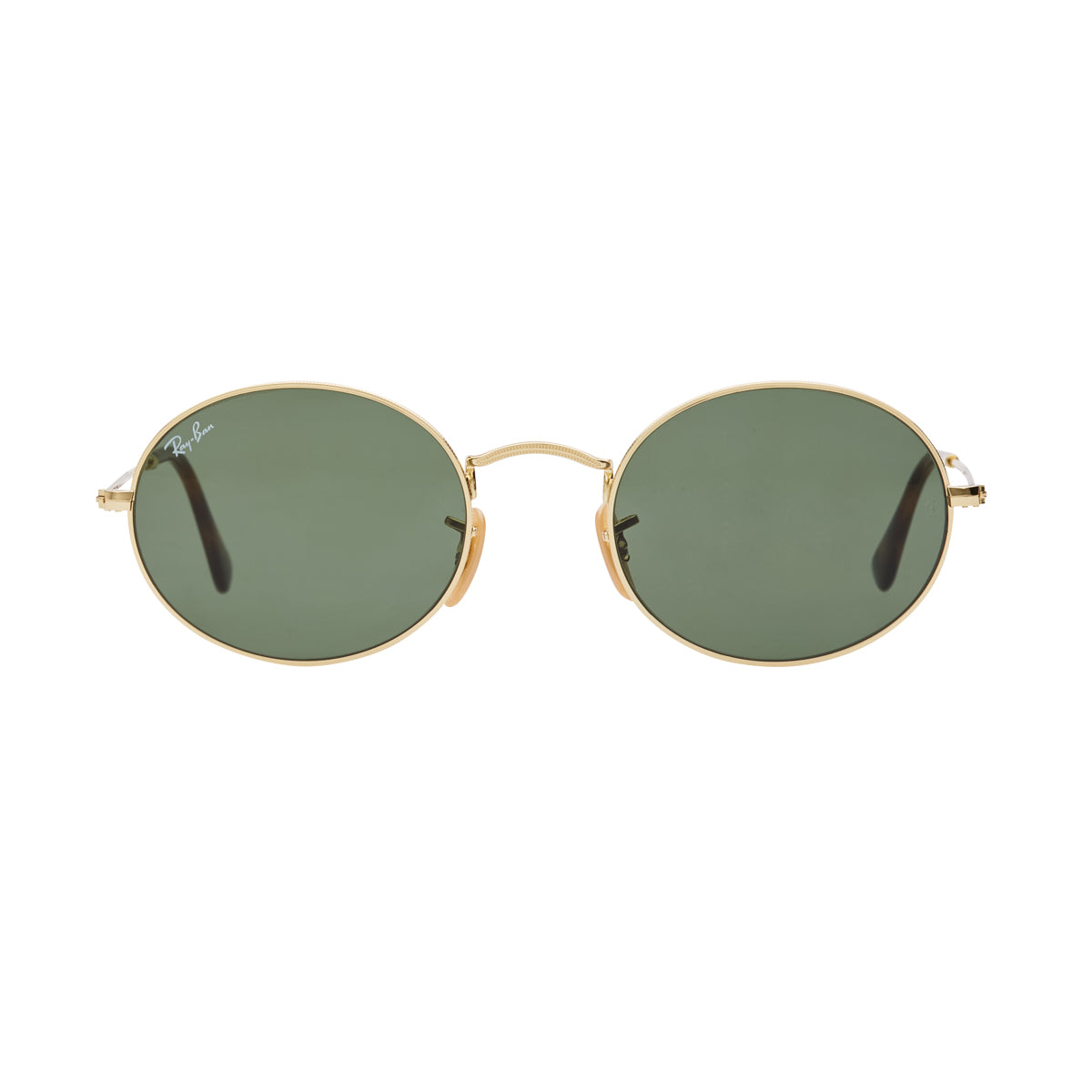 Ray-Ban Oval RB3547N Sunglasses - Gold/Green Front