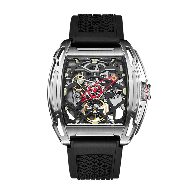 CIGA Design Z Series Exploration Automatic Mechanical Skeleton Watch - Black/Silver