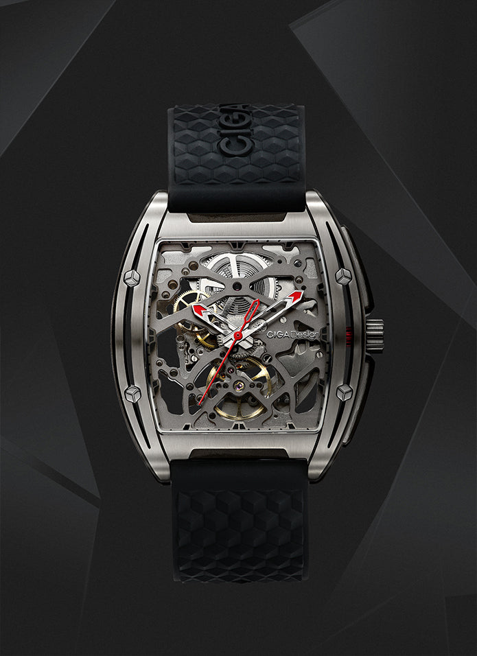 CIGA Design Z Series Titanium Automatic Mechanical Skeleton Watch - Black