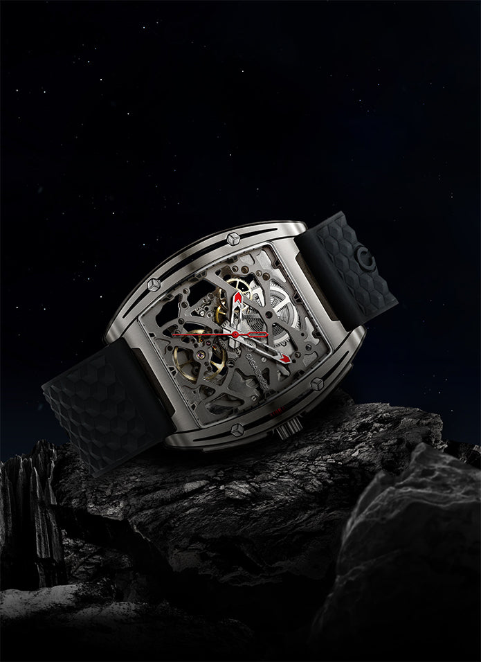 CIGA Design Z Series Titanium Automatic Mechanical Skeleton Watch - Black