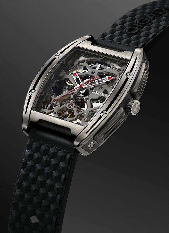 CIGA Design Z Series Titanium Automatic Mechanical Skeleton Watch - Black