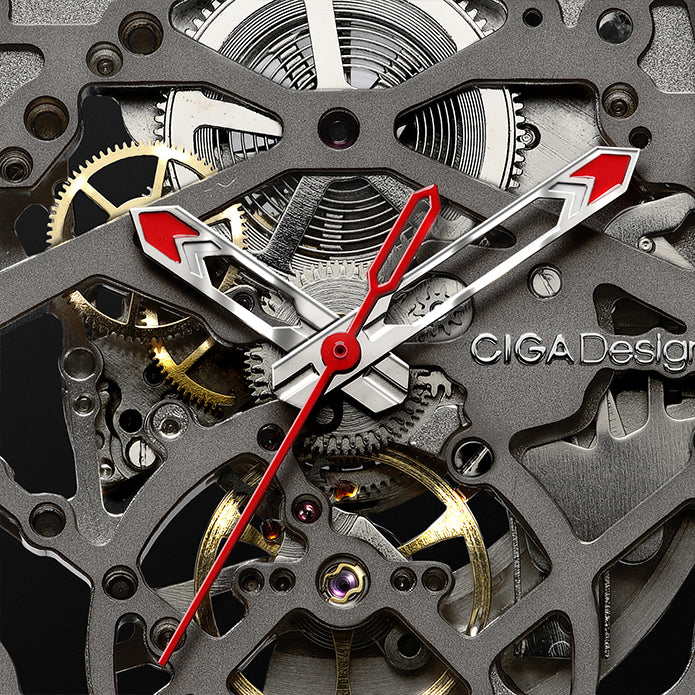 CIGA Design Z Series Titanium Automatic Mechanical Skeleton Watch - Orange