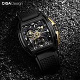 CIGA Design Z Series Exploration Automatic Mechanical Skeleton Watch - Black/Gold