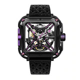 CIGA Design X Series Stainless Steel Automatic Mechanical Skeleton Watch - Black/Purple