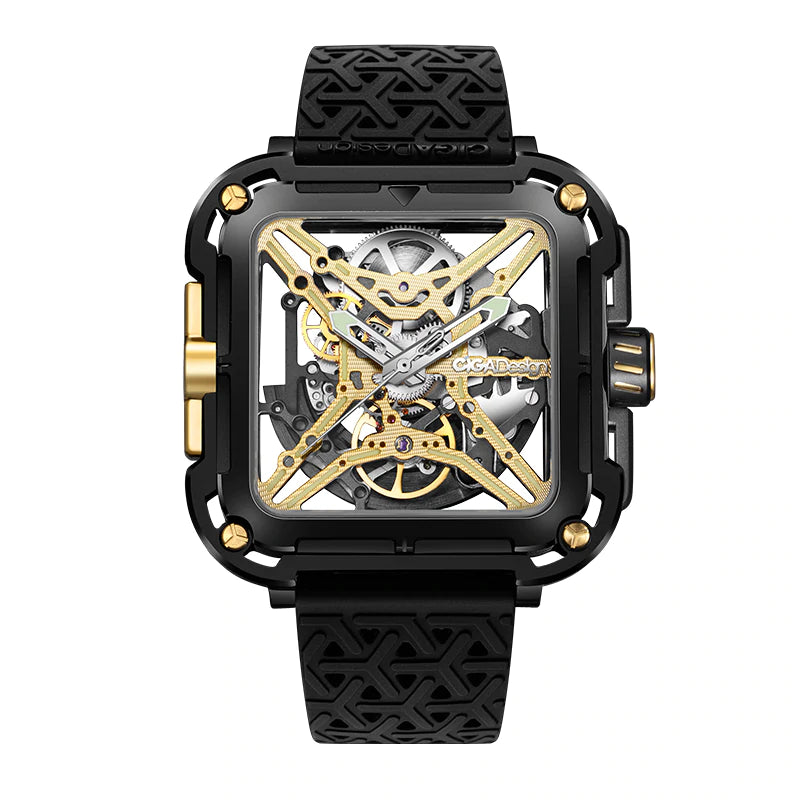 CIGA Design X Series Titanium Automatic Mechanical Skeleton Watch - Gold
