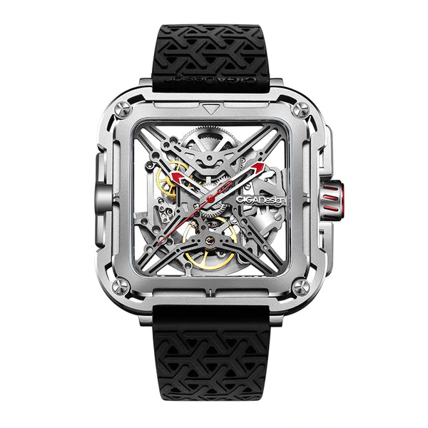CIGA Design X Series Stainless Steel Automatic Mechanical Skeleton Watch - Silver