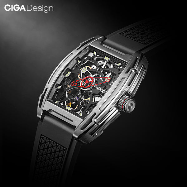 CIGA Design Z Series Exploration Automatic Mechanical Skeleton Watch - Black/Silver
