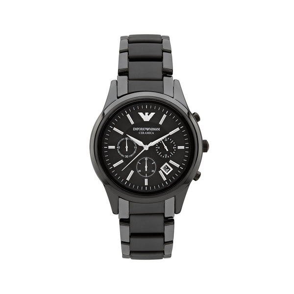 Emporio Armani Ceramica Chronograph Watch AR1452 Black - Front