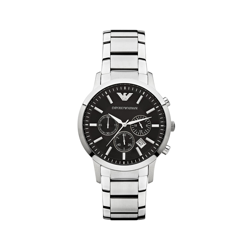 Emporio Armani Classic Chronograph Watch AR2434 Black Silver MODE STORE