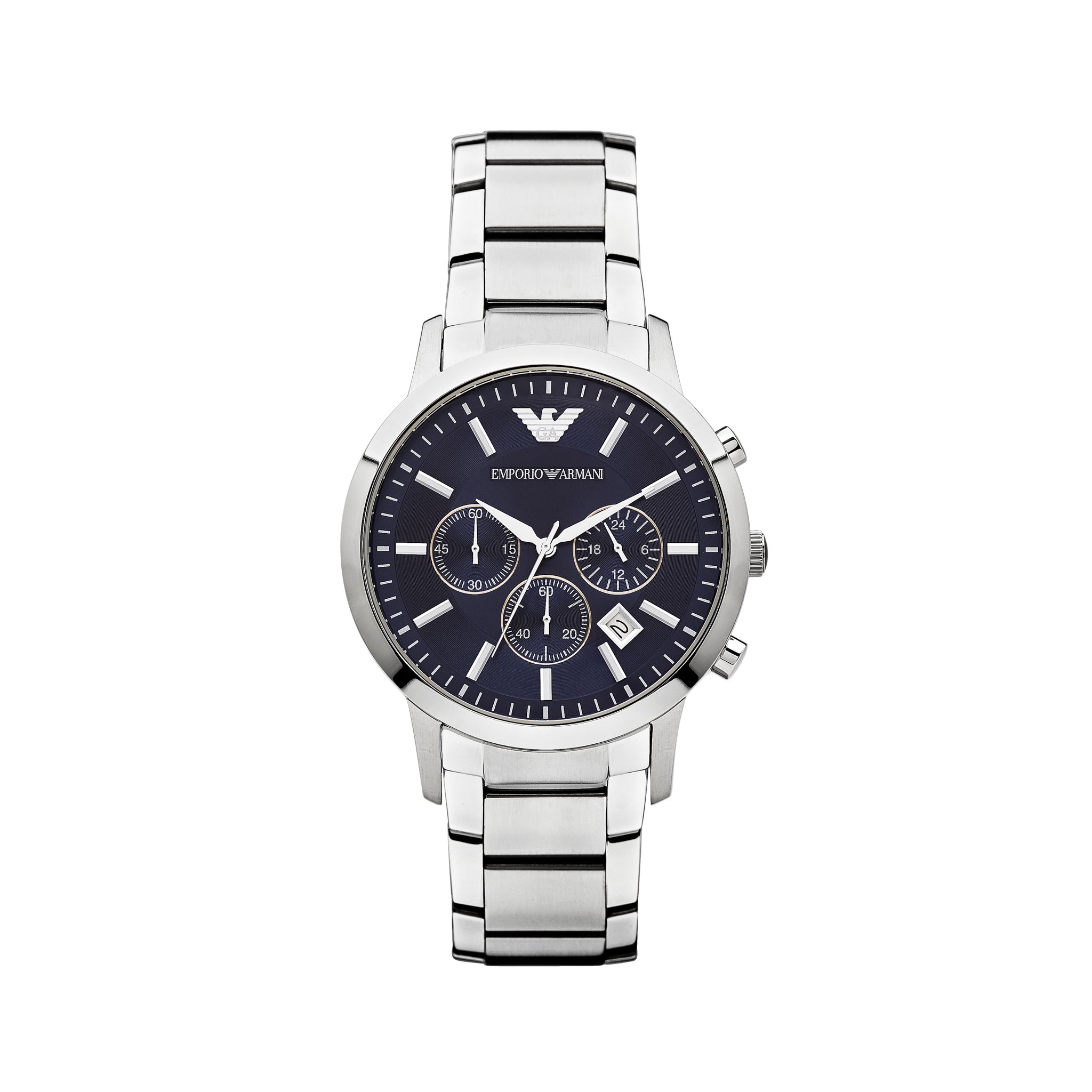 Emporio Armani Men’s Classic Chronograph Watch AR2448 - Blue/Silver Front