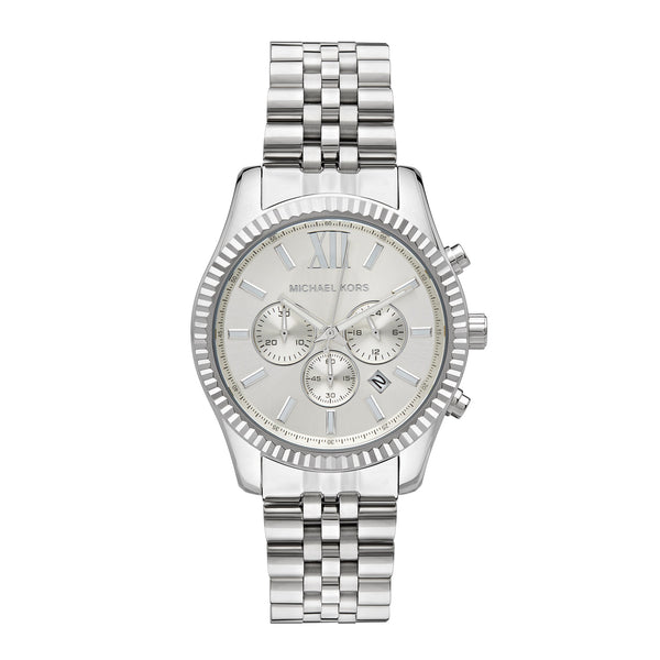Michael Kors Lexington Chronograph Watch Silver MK8405 - Front