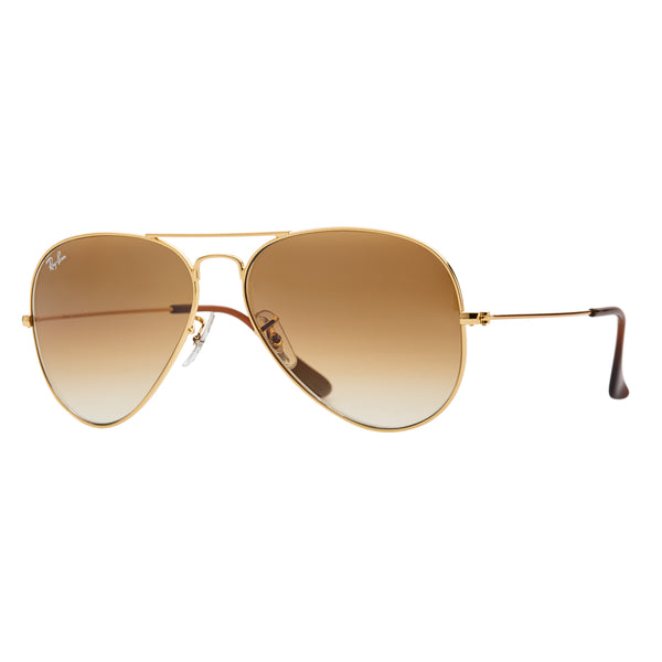 Ray-Ban Aviator Gradient RB3025 Sunglasses - Light Brown/Gold Angle