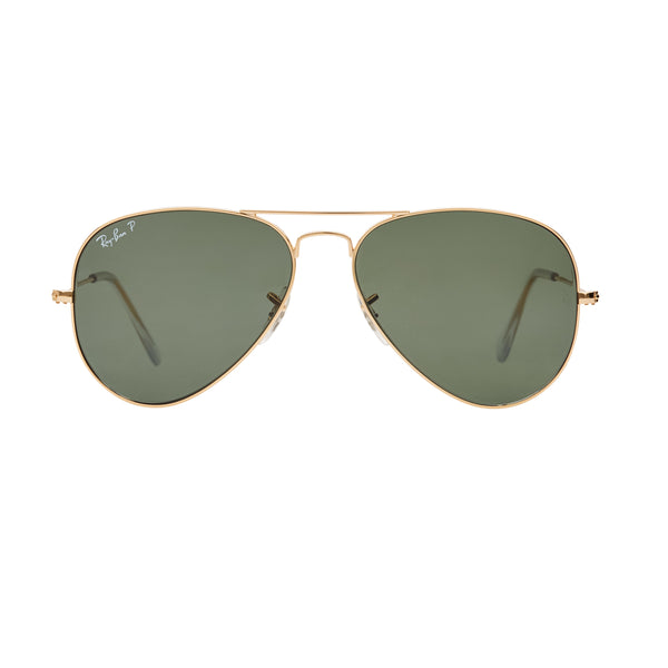 Ray-Ban Aviator Polarized RB3025 Sunglasses - Gold/Green Front
