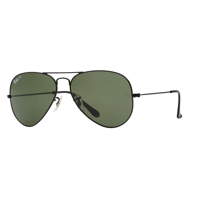 Ray-Ban Aviator Polarized RB3025 Sunglasses - Black/Green Angle