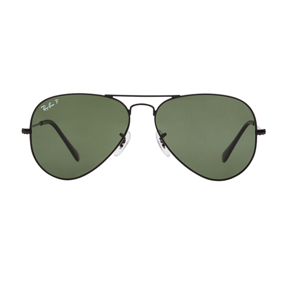 Ray-Ban Aviator Polarized RB3025 Sunglasses - Black/Green Front