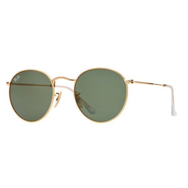 Ray-Ban Round RB3447 Sunglasses - Gold/Green Angle