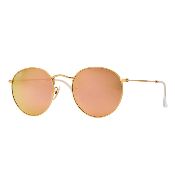 Ray-Ban Round Flash RB3447 Sunglasses - Pink/Gold Angle