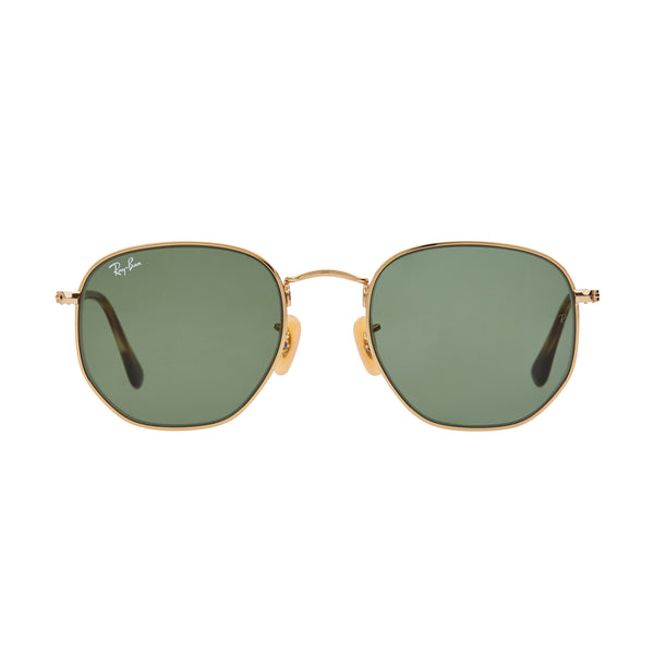 Ray-Ban Hexagonal RB3548N Sunglasses - Gold/Green Front