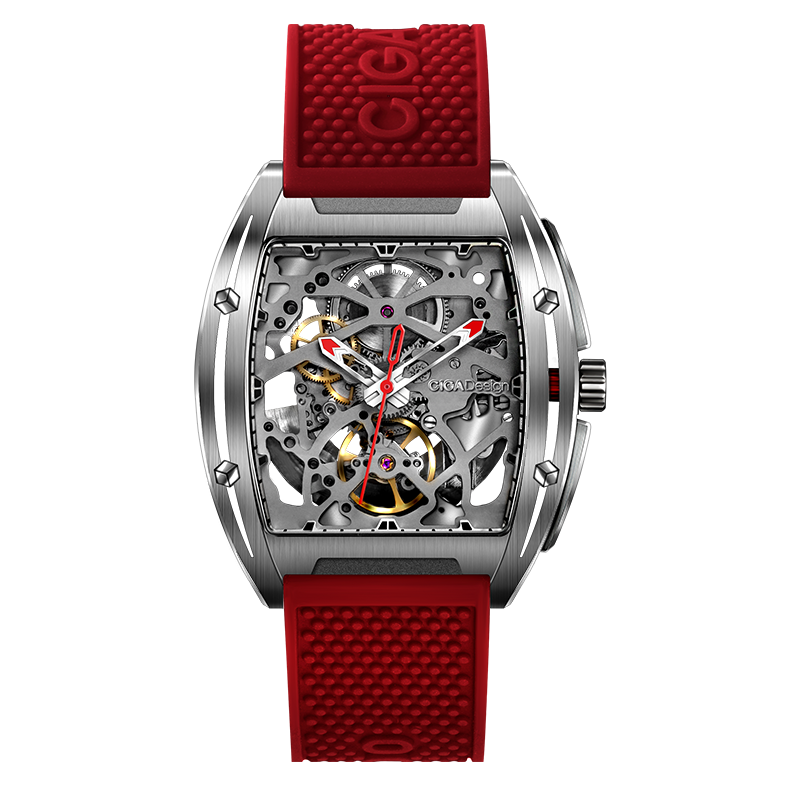 CIGA Design Z Series Stainless Steel Automatic Mechanical Skeleton Watch - Red