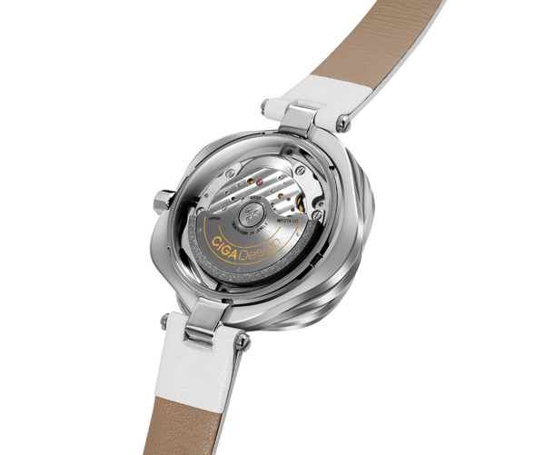 CIGA Design R Series Danish Rose Automatic Mechanical Skeleton Watch - White/Silver