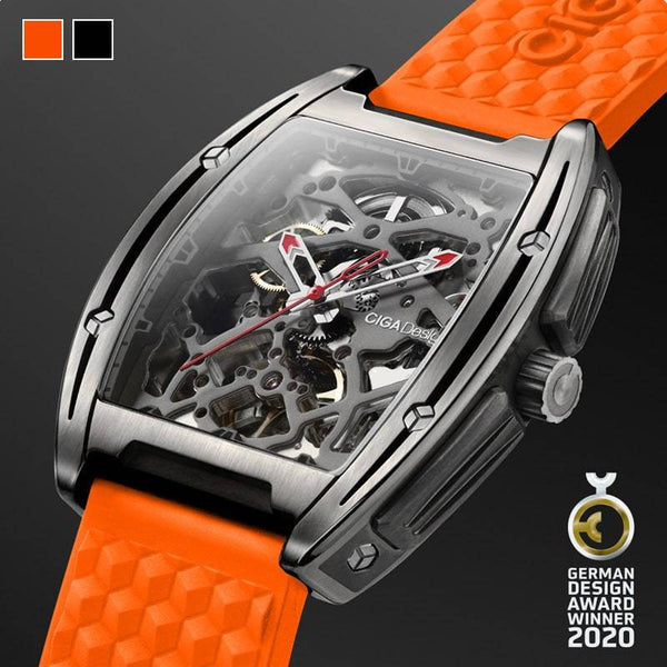 CIGA Design Z Series Titanium Automatic Mechanical Skeleton Watch - Orange